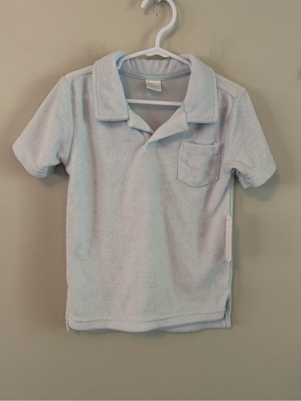 Edgehill Collection Terry Polo Shirt in Light Blue - Classic Short Sleeve Top
